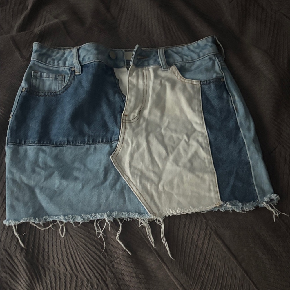 PacSun Patchwork Mini Skirt - Blue and Cream